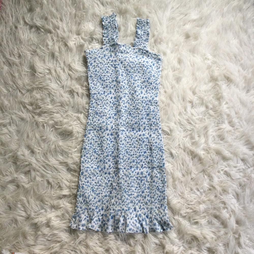 Japna Blue and White Floral Mini Dress